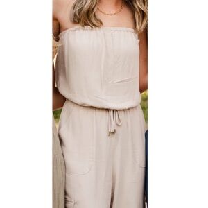 Strapless Tan Jumpsuit